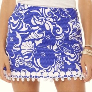 Lilly Pulitzer Marigold Skort Spectrum Blue Tide Pools Size 12 Lined Beach Trip